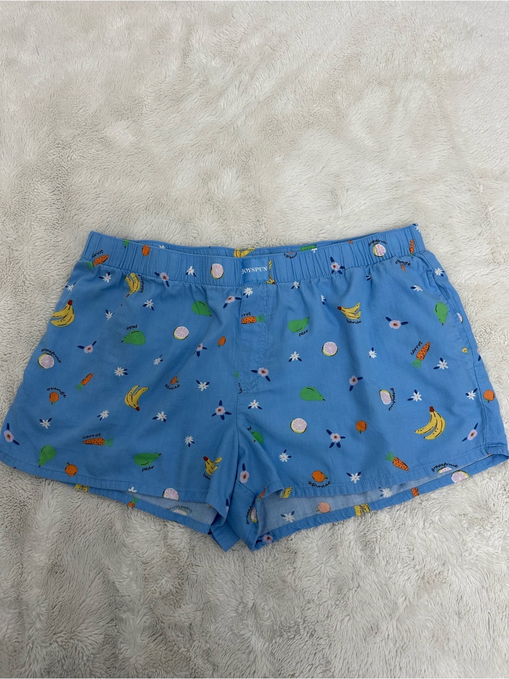 Blue Fruit-Print Women's Athletic Lounge Shorts